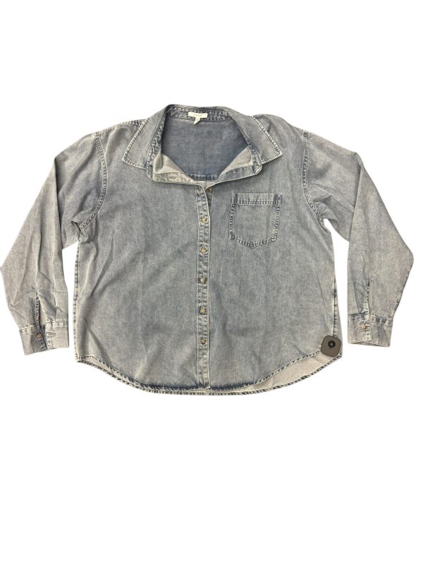 Blouse Long Sleeve By Maurices In Blue & Brown, Size: L Online Hot Sale