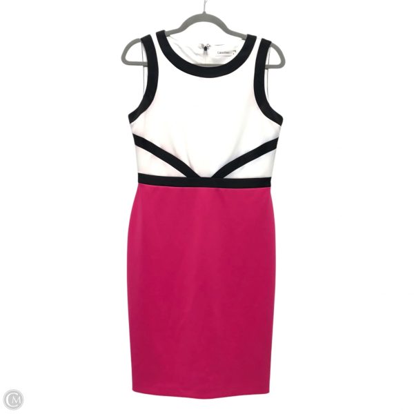 Dress Party Midi By Calvin Klein In Pink & White, Size: 8 Hot on Sale