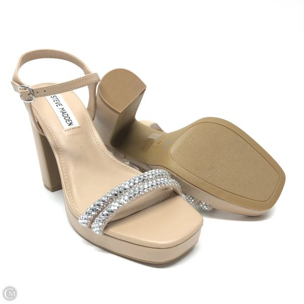 Sandals Heels Block By Steve Madden In Cream, Size: 7.5 For Sale - Image 3