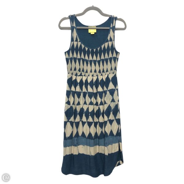 Dress Casual Midi By Maeve In Blue & Cream, Size: 6 For Sale