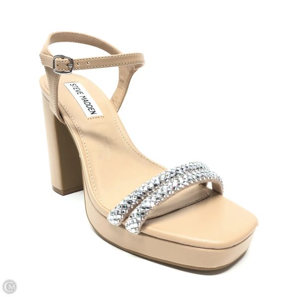 Sandals Heels Block By Steve Madden In Cream, Size: 7.5 For Sale - Image 2