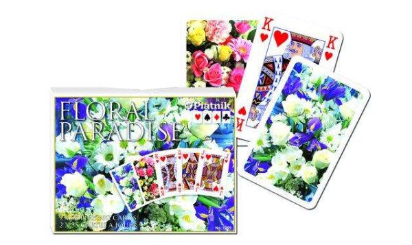 Floral Blue Box 2 Deck Set Bridge Playing Cards Piatnik For Sale - Image 3