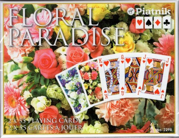 Floral Paradise Pink 2 Deck Set Bridge Playing Cards by Piatnik For Cheap
