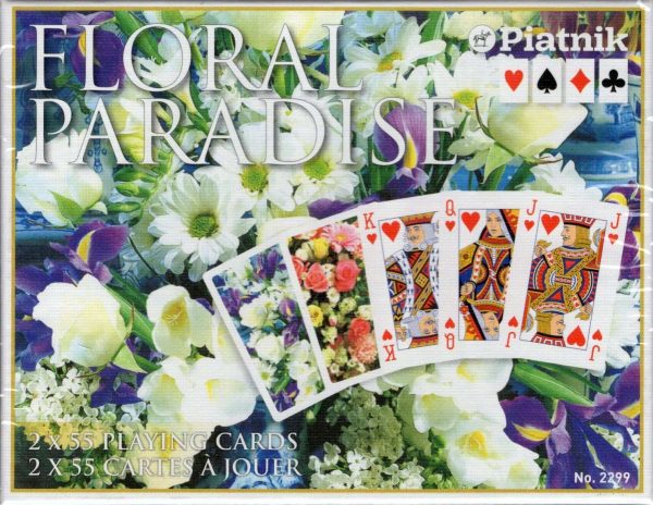 Floral Blue Box 2 Deck Set Bridge Playing Cards Piatnik For Sale